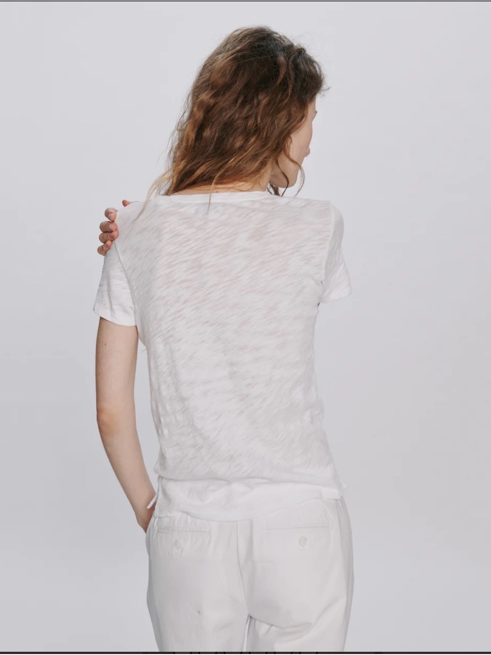 ATM Anthony Thomas Melillo Slub Jersey Classic White V-Neck Short Sleeve Tee Med - Picture 4 of 9